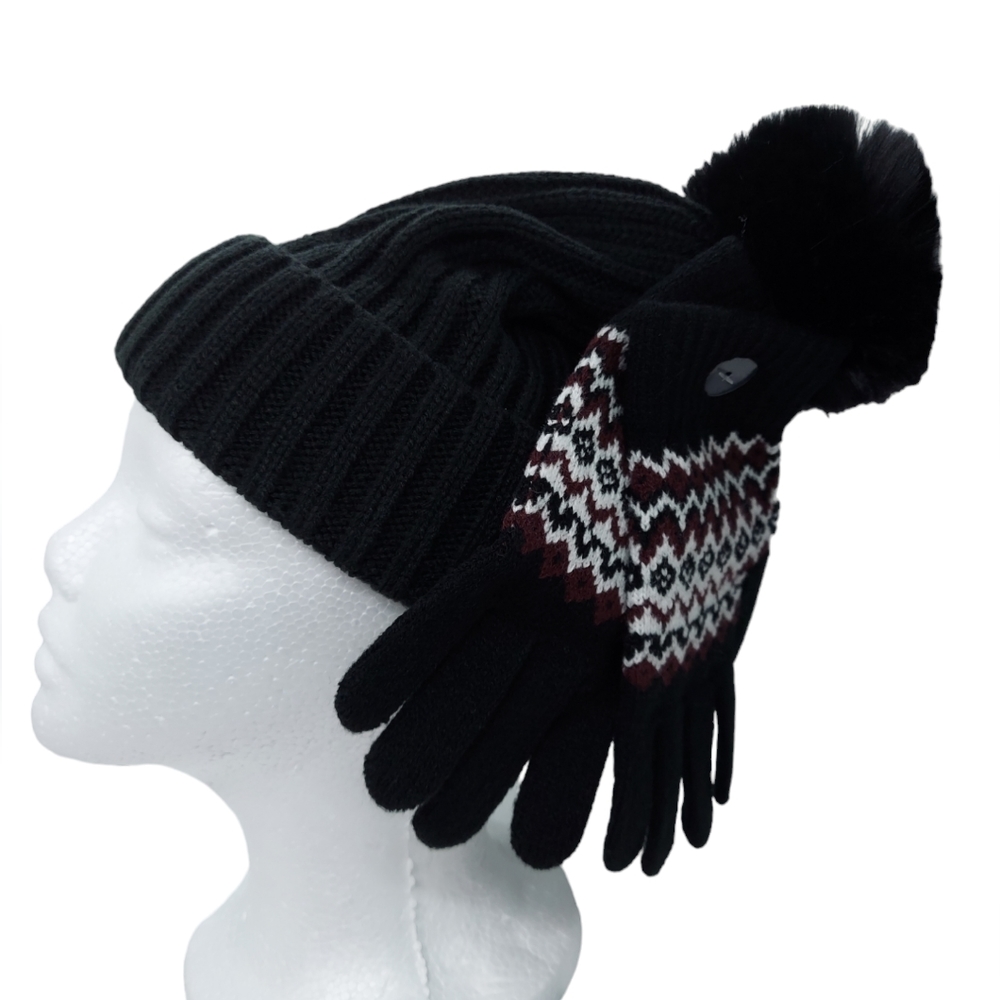 Maurices Black Beanie and Glove Set NWT